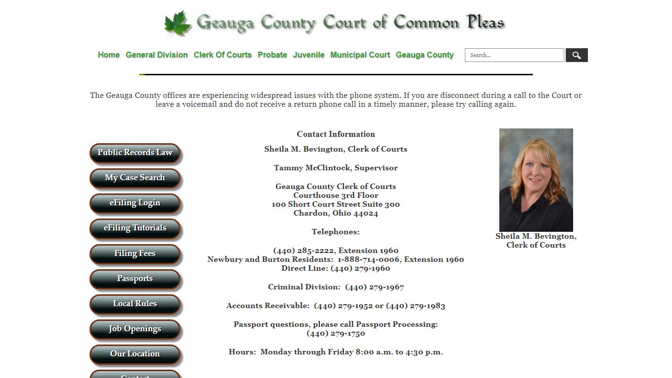 Geauga County Clerk of Courts - Contact Information