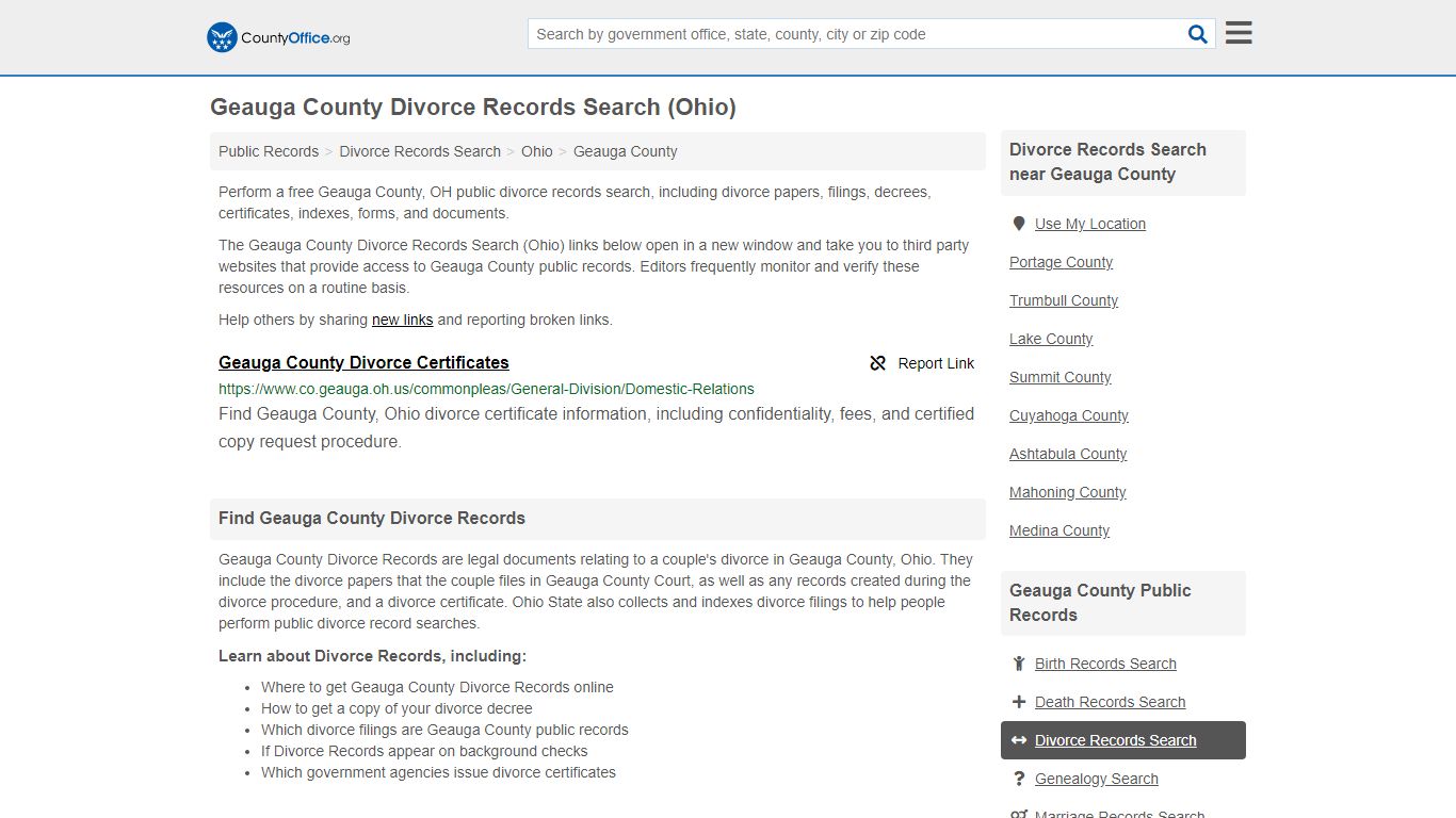 Divorce Records Search - Geauga County, OH (Divorce ...
